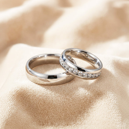 Aiko | High-Polished Classic Dome and Channel-Set Wedding Band