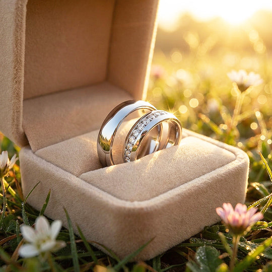 Aiko | High-Polished Classic Dome and Channel-Set Wedding Band
