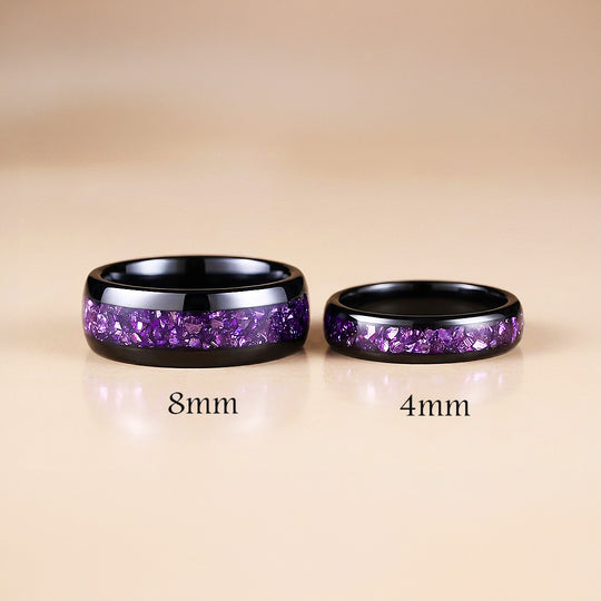Amethyst Galaxy | Tungsten Couple Rings | Black Wedding Bands - Ring | Singapore Jewellery, Wedding Rings &amp; Gifts | Same Day Delivery | Tiara.com.sg