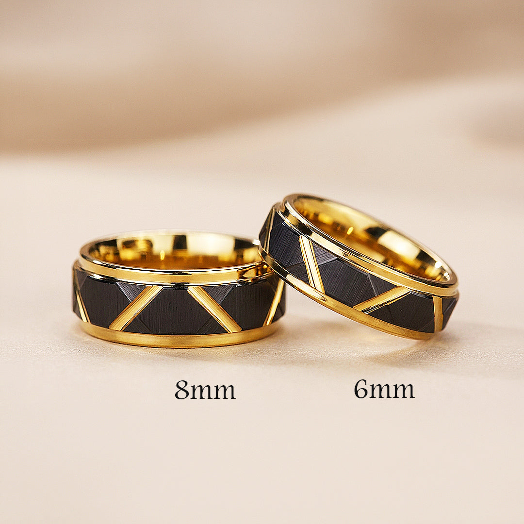 Argentine | Tungsten Couple Rings | Black &amp; Rose Gold Wedding Bands - Ring | Singapore Jewellery, Wedding Rings &amp; Gifts | Same Day Delivery | Tiara.com.sg