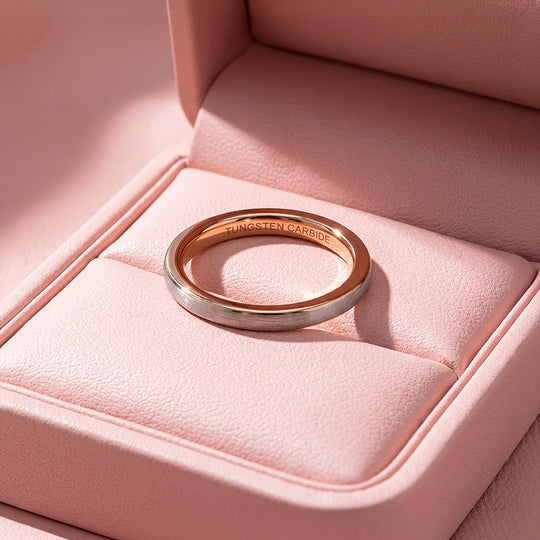 Ash | Brushed Silver and Rose Gold Dual Tone Tungsten Carbide