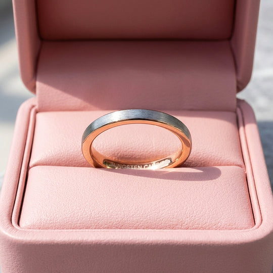 Ash | Brushed Silver and Rose Gold Dual Tone Tungsten Carbide