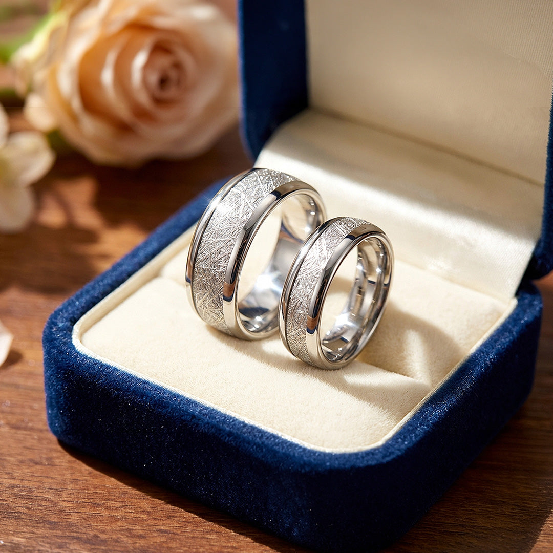 Asteroid | Tungsten Couple Rings | Silver Wedding Bands - Ring | Singapore Jewellery, Wedding Rings & Gifts | Same Day Delivery | Tiara.com.sg