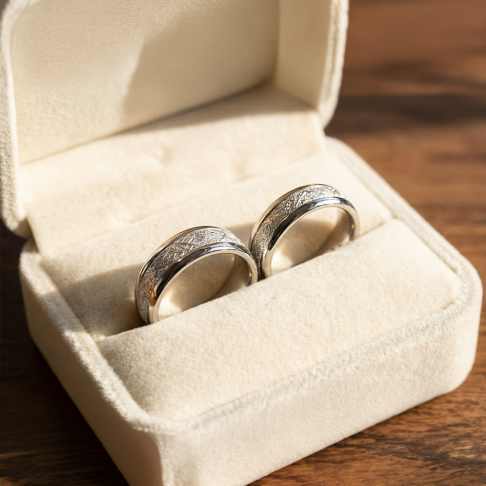 Asteroid | Tungsten Couple Rings | Silver Wedding Bands - Ring | Singapore Jewellery, Wedding Rings & Gifts | Same Day Delivery | Tiara.com.sg