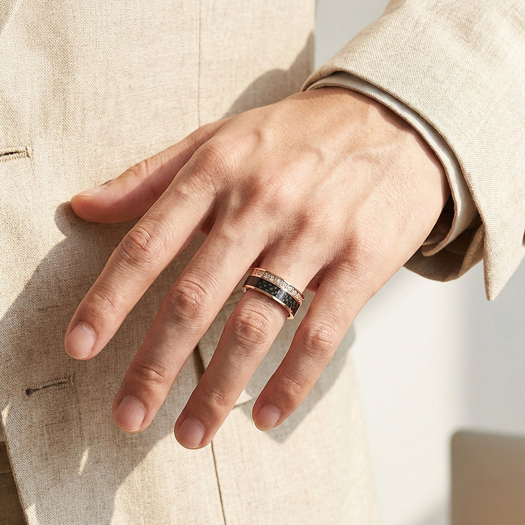 Bentley Carbon Fiber Tungsten Carbide Ring