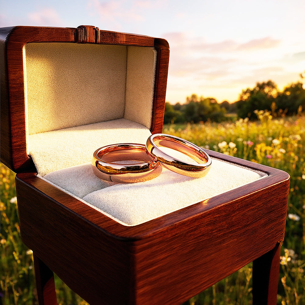 Blush | Tungsten Couple Rings | Rose Gold Wedding Bands - Ring | Singapore Jewellery, Wedding Rings & Gifts | Same Day Delivery | Tiara.com.sg