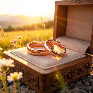 Blush | Tungsten Couple Rings | Rose Gold Wedding Bands