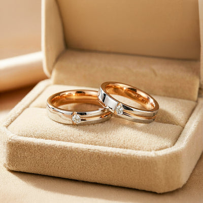 Butterscotch | Tungsten Couple Rings | Rose Gold Wedding Bands