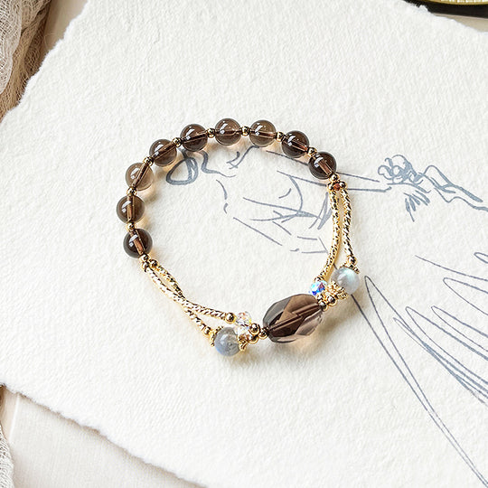 Tea Crystal &amp; Grey Moonstone Grounding Natural Crystal Bracelet | C122 - Crystal Bracelet | Singapore Jewellery, Wedding Rings &amp; Gifts | Same Day Delivery | Tiara.com.sg