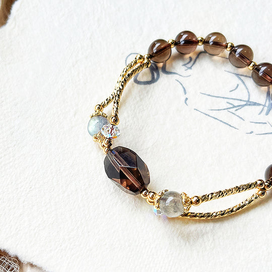 Tea Crystal &amp; Grey Moonstone Grounding Natural Crystal Bracelet | C122 - Crystal Bracelet | Singapore Jewellery, Wedding Rings &amp; Gifts | Same Day Delivery | Tiara.com.sg