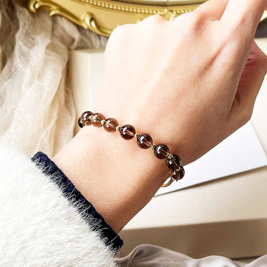 Tea Crystal &amp; Grey Moonstone Grounding Natural Crystal Bracelet | C122 - Crystal Bracelet | Singapore Jewellery, Wedding Rings &amp; Gifts | Same Day Delivery | Tiara.com.sg