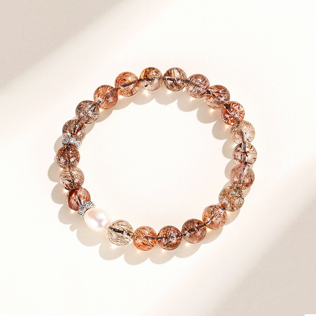 Black Gold Super Seven & Freshwater Pearl Spiritual Growth Natural Crystal Bracelet | C151 - Crystal Bracelet | Singapore Jewellery, Wedding Rings & Gifts | Same Day Delivery | Tiara.com.sg