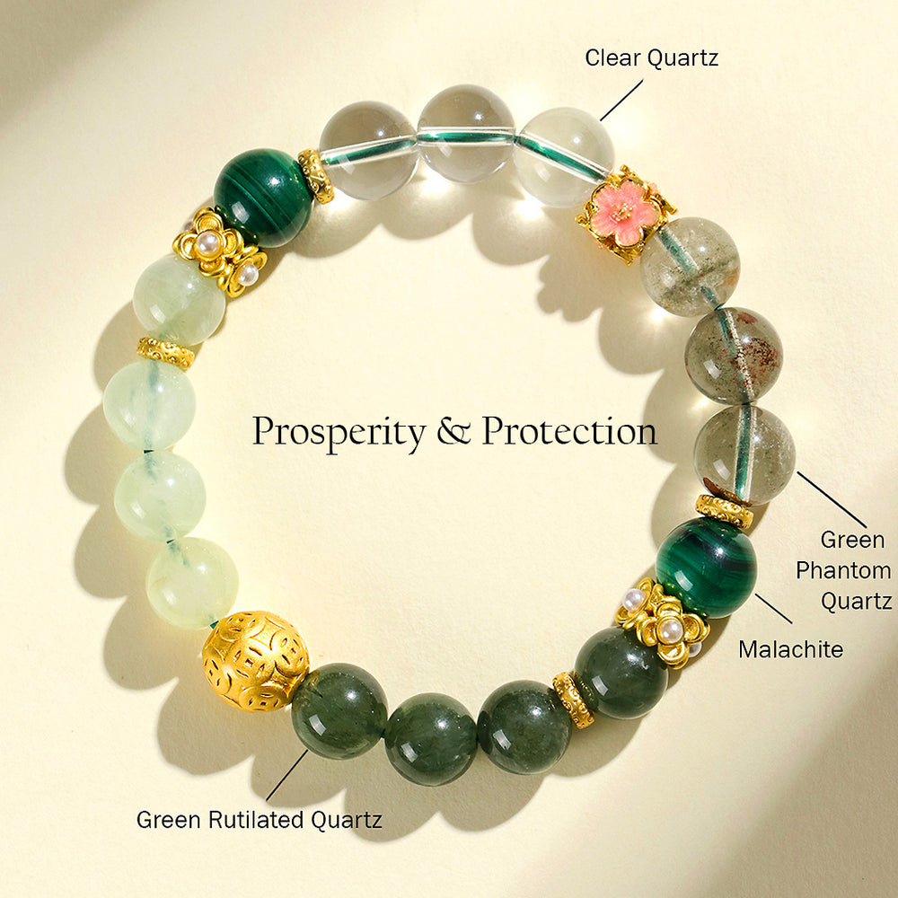 Aquamarine & White Phantom Quartz Serenity Natural Crystal Bracelet | C159 - Crystal Bracelet | Singapore Jewellery, Wedding Rings & Gifts | Same Day Delivery | Tiara.com.sg