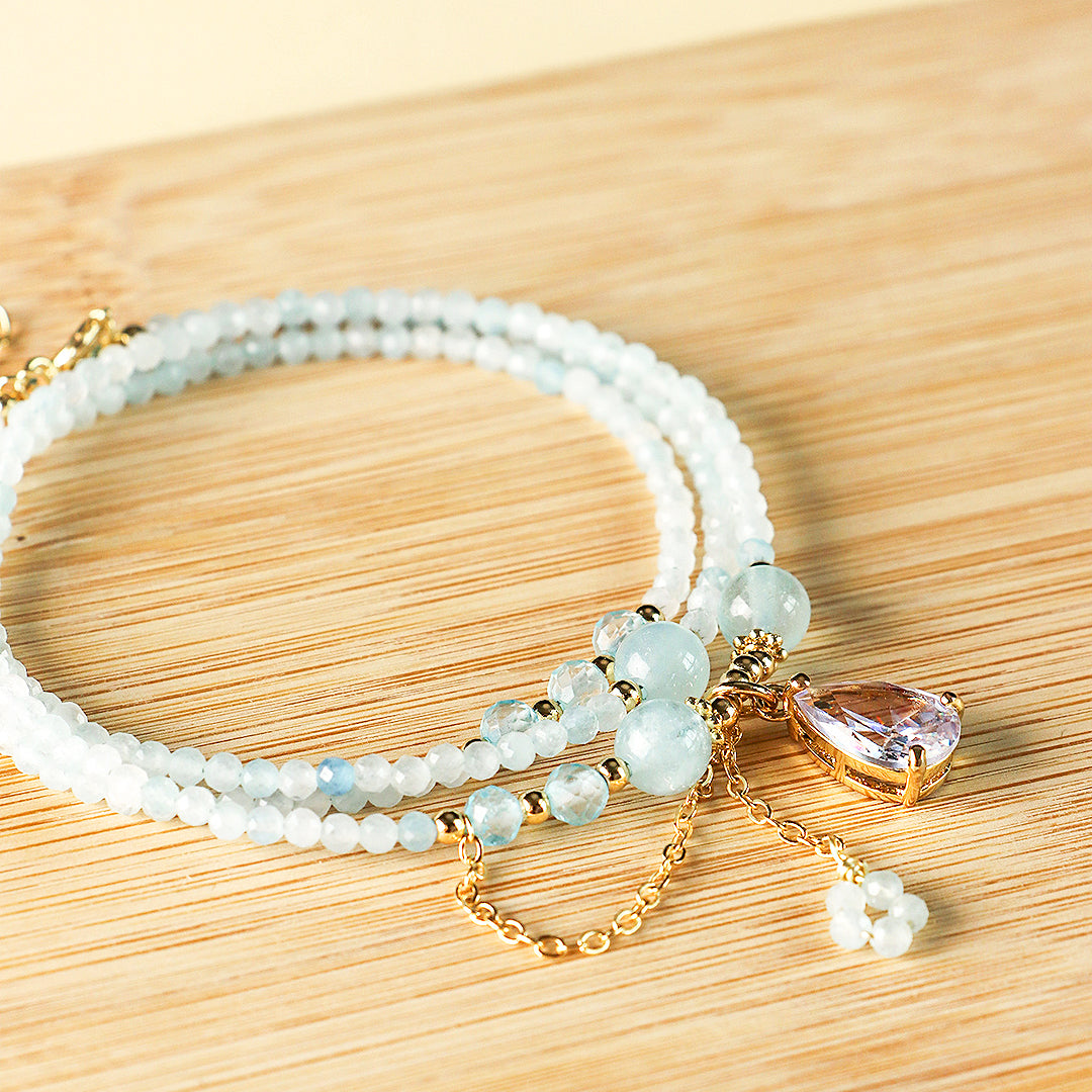 C160 Aquamarine Crystal Bracelet