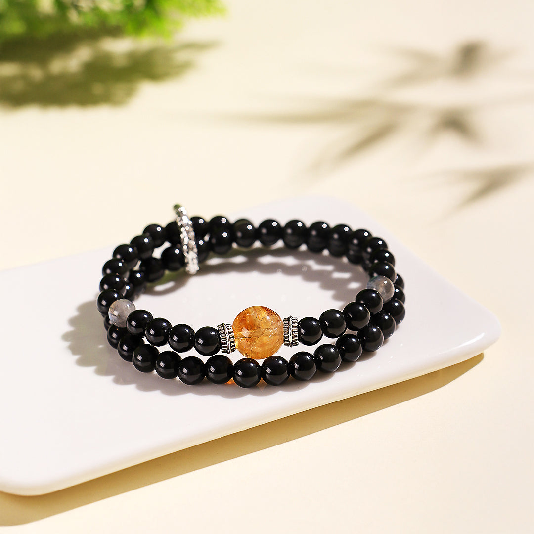 C178 - Black Agate & Grey Moonstone