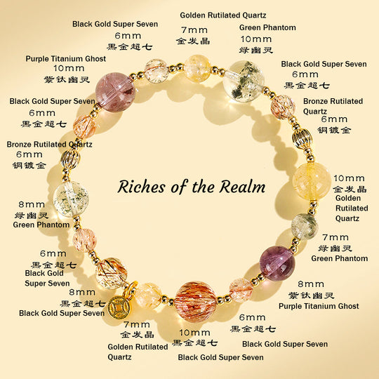Golden Rutilated Quartz &amp; Black Gold Super Seven Prosperity Natural Crystal Bracelet | C186 - Crystal Bracelet | Singapore Jewellery, Wedding Rings &amp; Gifts | Same Day Delivery | Tiara.com.sg