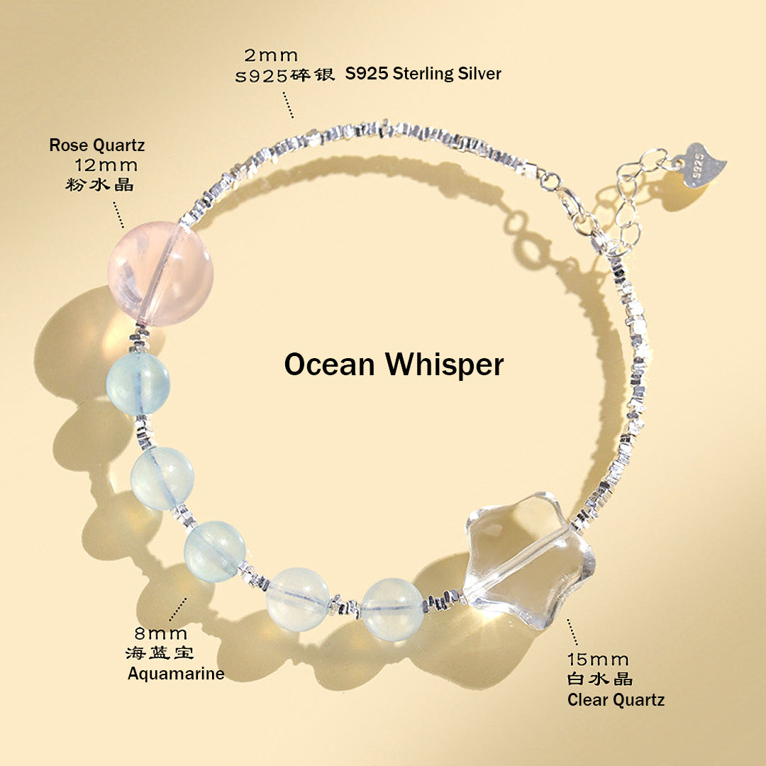 Aquamarine & Rose Quartz Serenity Natural Crystal Bracelet | C189 - Crystal Bracelet | Singapore Jewellery, Wedding Rings & Gifts | Same Day Delivery | Tiara.com.sg