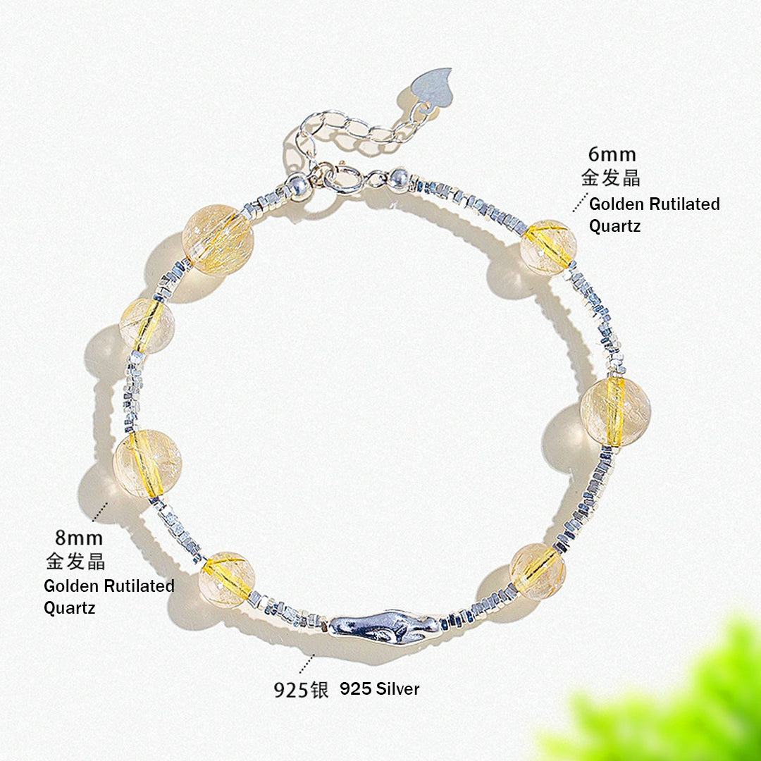 Golden Rutilated Quartz Prosperity Natural Crystal Bracelet | C193 - Crystal Bracelet | Singapore Jewellery, Wedding Rings & Gifts | Same Day Delivery | Tiara.com.sg