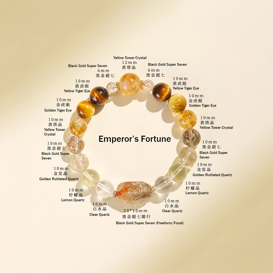 Black Gold Super Seven &amp; Citrine Prosperity Natural Crystal Bracelet | C200