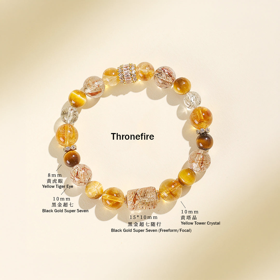 Black Gold Super Seven &amp; Citrine Prosperity Natural Crystal Bracelet | C200