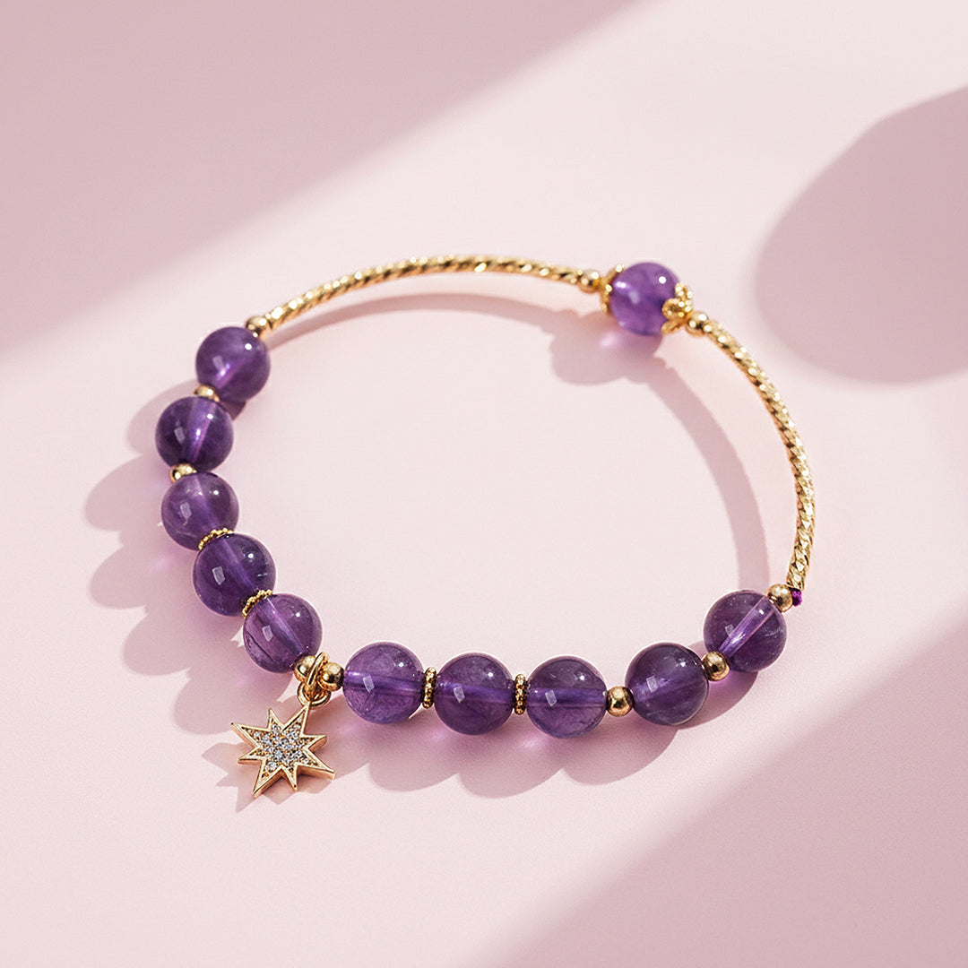 Star Amethyst &amp; Celestial Gold Natural Crystal Bracelet | C208 - Crystal Bracelet | Singapore Jewellery, Wedding Rings &amp; Gifts | Same Day Delivery | Tiara.com.sg