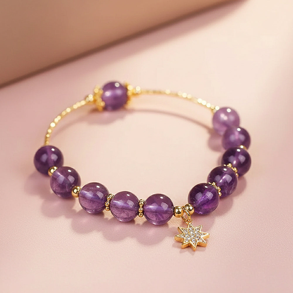Star Amethyst & Celestial Gold Natural Crystal Bracelet | C208 - Crystal Bracelet | Singapore Jewellery, Wedding Rings & Gifts | Same Day Delivery | Tiara.com.sg
