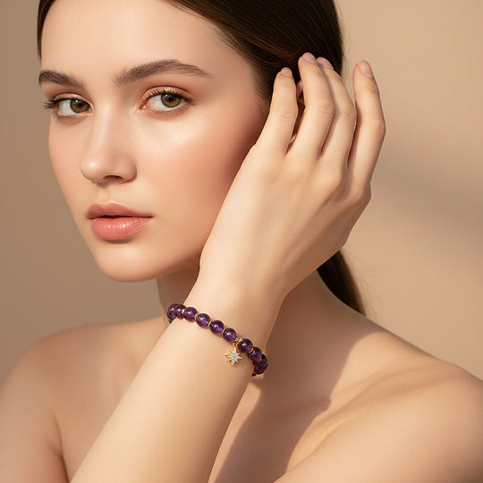 Star Amethyst &amp; Celestial Gold Natural Crystal Bracelet | C208 - Crystal Bracelet | Singapore Jewellery, Wedding Rings &amp; Gifts | Same Day Delivery | Tiara.com.sg