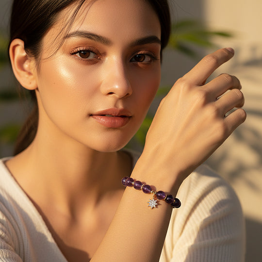 Star Amethyst &amp; Celestial Gold Natural Crystal Bracelet | C208 - Crystal Bracelet | Singapore Jewellery, Wedding Rings &amp; Gifts | Same Day Delivery | Tiara.com.sg