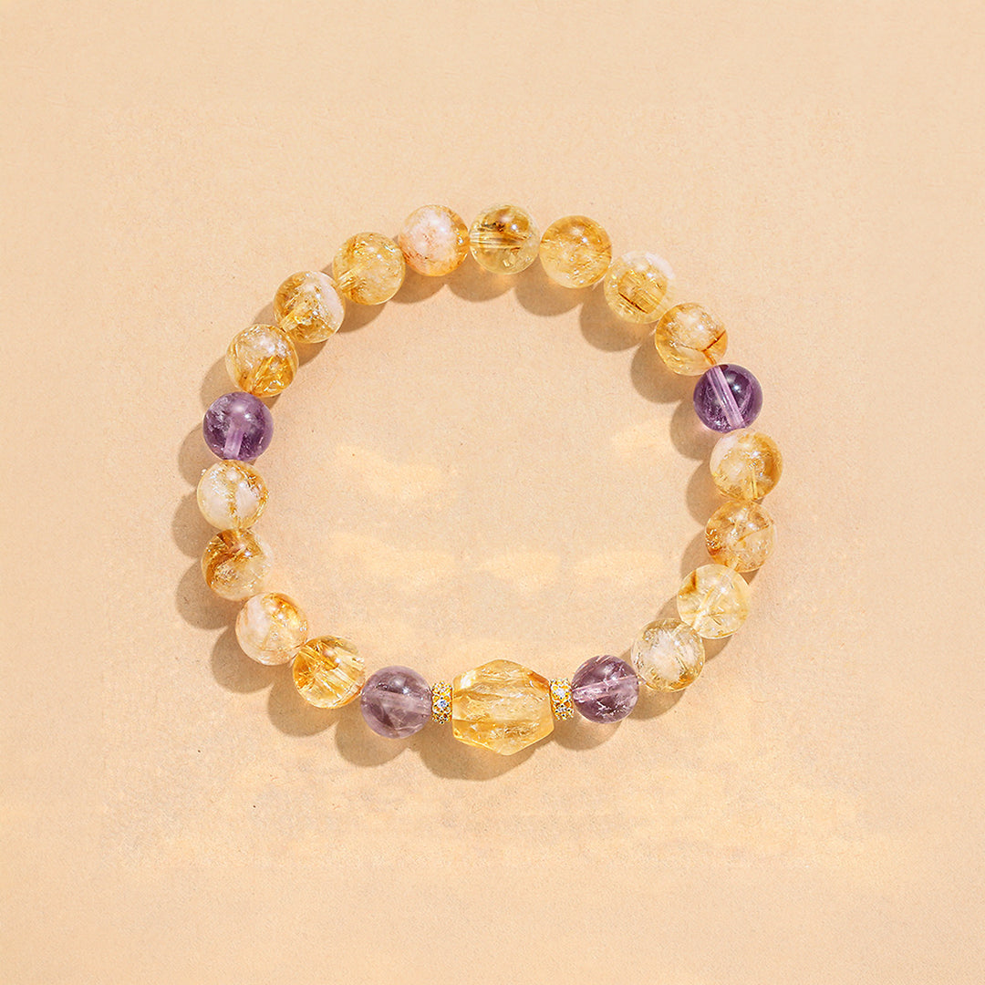 Citrine &amp; Amethyst Prosperity Natural Crystal Bracelet | C213