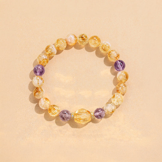 Citrine &amp; Amethyst Prosperity Natural Crystal Bracelet | C213