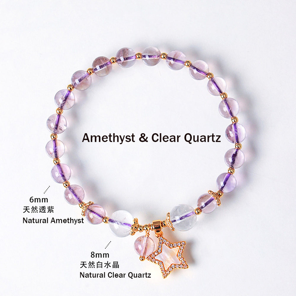 Amethyst, Citrine & Rose Quartz Star Wish Natural Crystal Bracelet | C227 - Crystal Bracelet | Singapore Jewellery, Wedding Rings & Gifts | Same Day Delivery | Tiara.com.sg