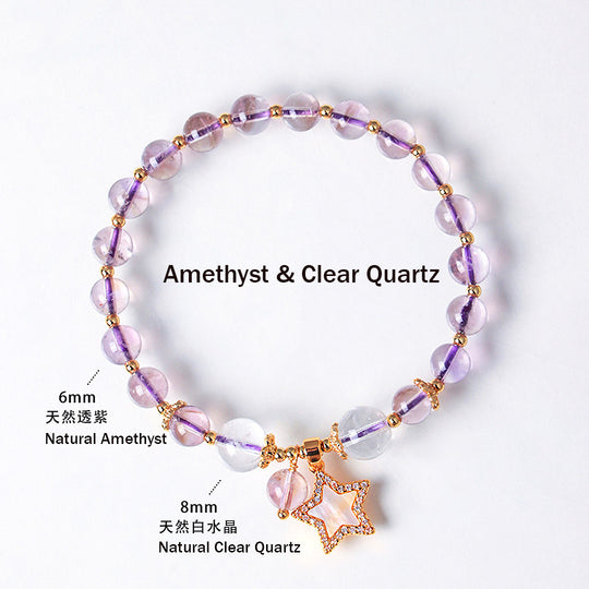 Amethyst, Citrine &amp; Rose Quartz Star Wish Natural Crystal Bracelet | C227 - Crystal Bracelet | Singapore Jewellery, Wedding Rings &amp; Gifts | Same Day Delivery | Tiara.com.sg