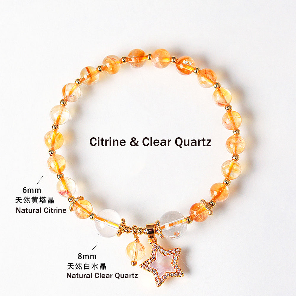 Amethyst, Citrine & Rose Quartz Star Wish Natural Crystal Bracelet | C227 - Crystal Bracelet | Singapore Jewellery, Wedding Rings & Gifts | Same Day Delivery | Tiara.com.sg