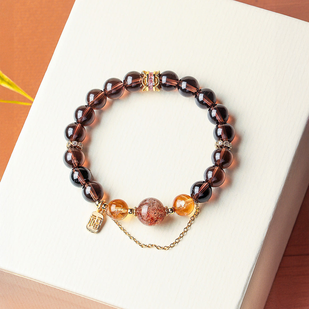 Obsidian &amp; Citrine Wealth Manifestation Natural Crystal Bracelet | C228 - Crystal Bracelet | Singapore Jewellery, Wedding Rings &amp; Gifts | Same Day Delivery | Tiara.com.sg