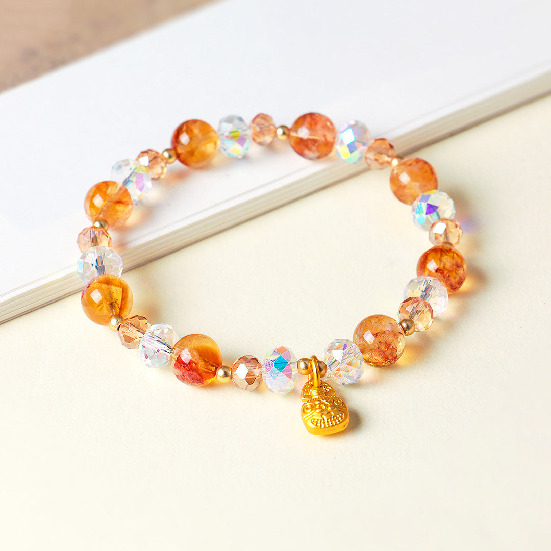 Yellow Topaz, Strawberry Quartz &amp; Amethyst Natural Crystal Bracelet | C229 - Crystal Bracelet | Singapore Jewellery, Wedding Rings &amp; Gifts | Same Day Delivery | Tiara.com.sg