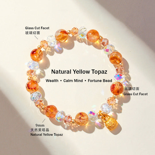 Yellow Topaz, Strawberry Quartz &amp; Amethyst Natural Crystal Bracelet | C229 - Crystal Bracelet | Singapore Jewellery, Wedding Rings &amp; Gifts | Same Day Delivery | Tiara.com.sg