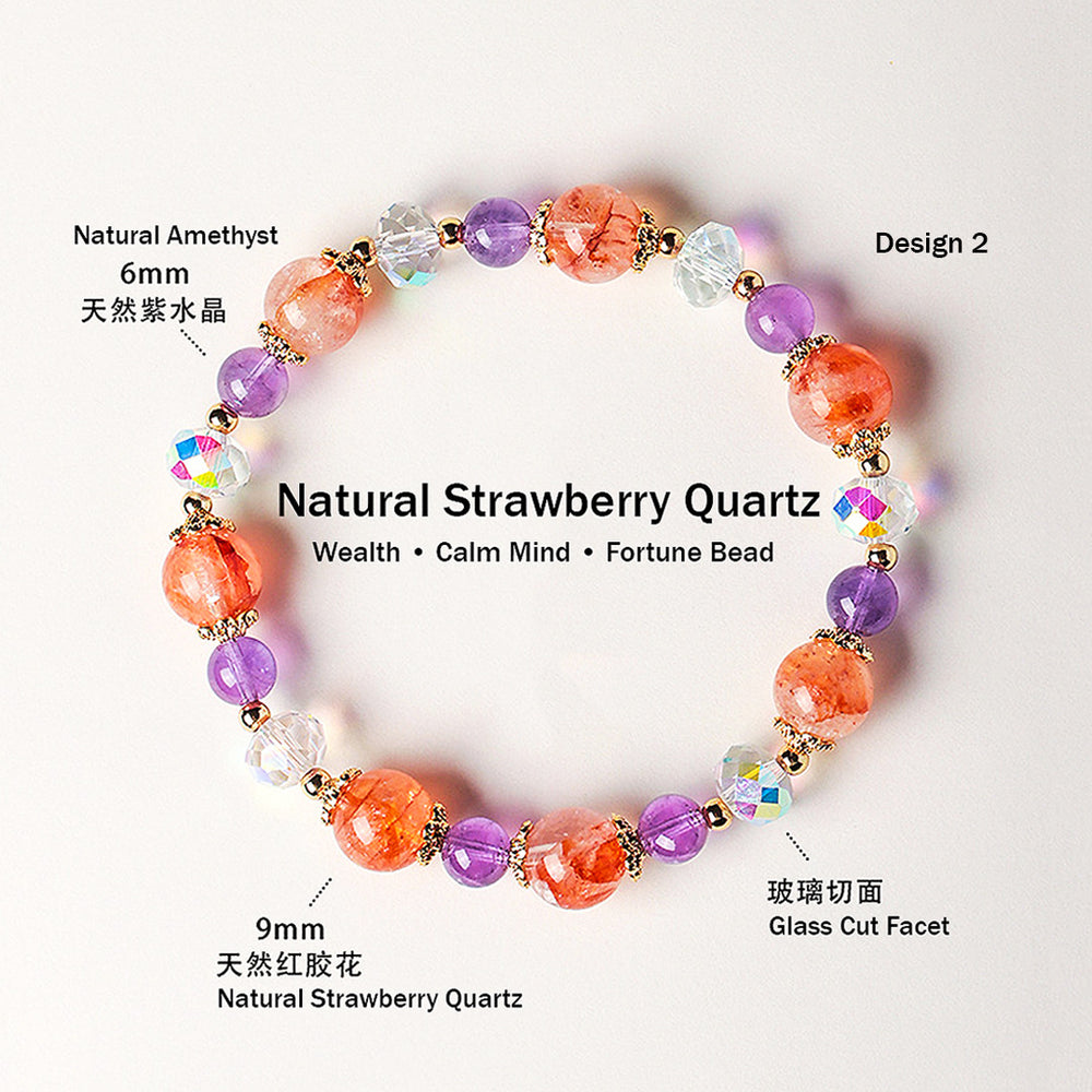 Yellow Topaz, Strawberry Quartz & Amethyst Natural Crystal Bracelet | C229 - Crystal Bracelet | Singapore Jewellery, Wedding Rings & Gifts | Same Day Delivery | Tiara.com.sg