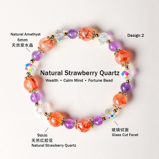 Yellow Topaz, Strawberry Quartz &amp; Amethyst Natural Crystal Bracelet | C229 - Crystal Bracelet | Singapore Jewellery, Wedding Rings &amp; Gifts | Same Day Delivery | Tiara.com.sg