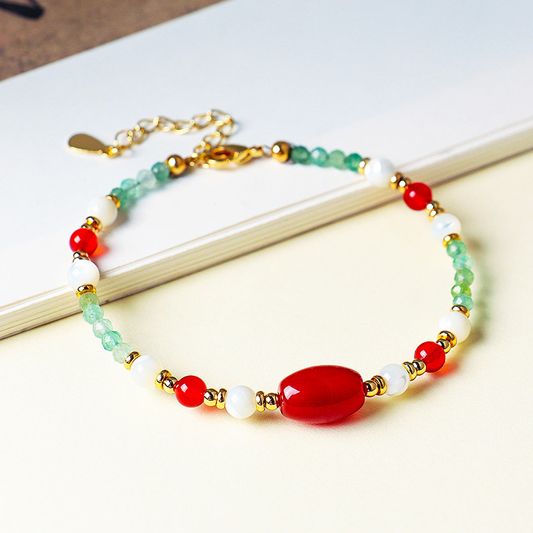 Green Strawberry Quartz &amp; Red Agate Natural Crystal Bracelet | C230 - Crystal Bracelet | Singapore Jewellery, Wedding Rings &amp; Gifts | Same Day Delivery | Tiara.com.sg