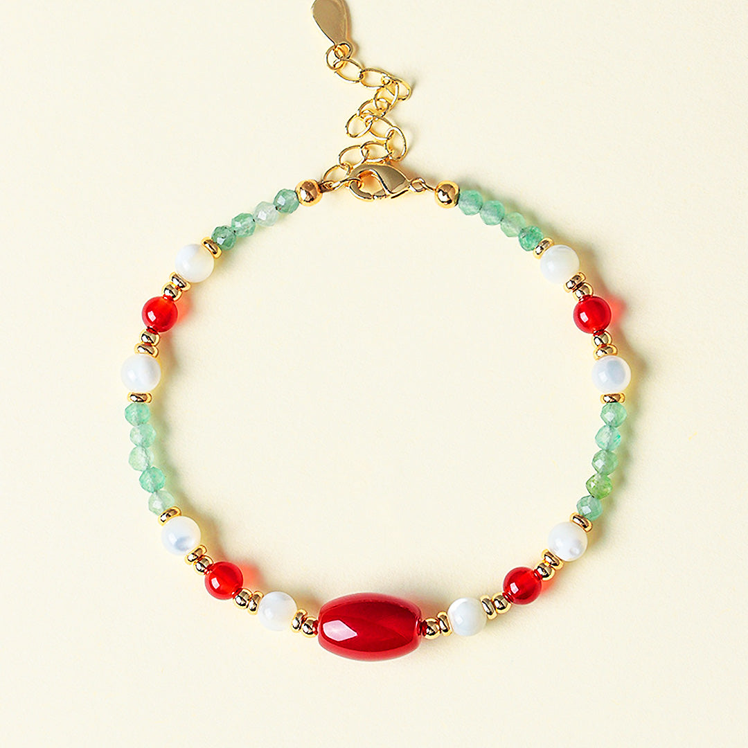 Green Strawberry Quartz &amp; Red Agate Natural Crystal Bracelet | C230 - Crystal Bracelet | Singapore Jewellery, Wedding Rings &amp; Gifts | Same Day Delivery | Tiara.com.sg
