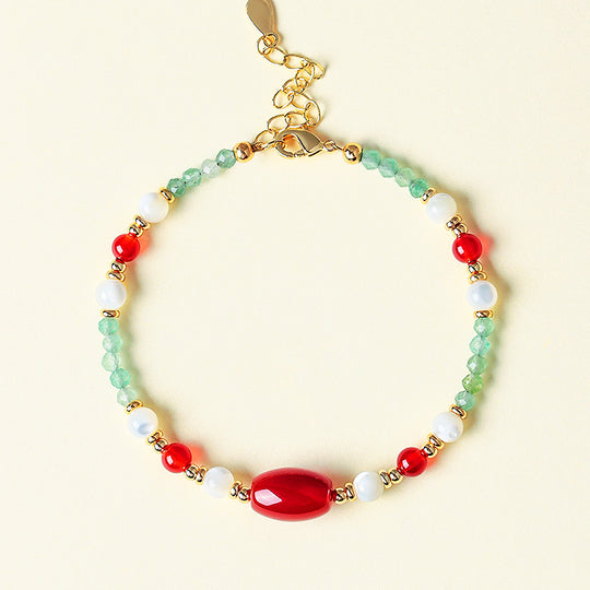 Green Strawberry Quartz &amp; Red Agate Natural Crystal Bracelet | C230 - Crystal Bracelet | Singapore Jewellery, Wedding Rings &amp; Gifts | Same Day Delivery | Tiara.com.sg