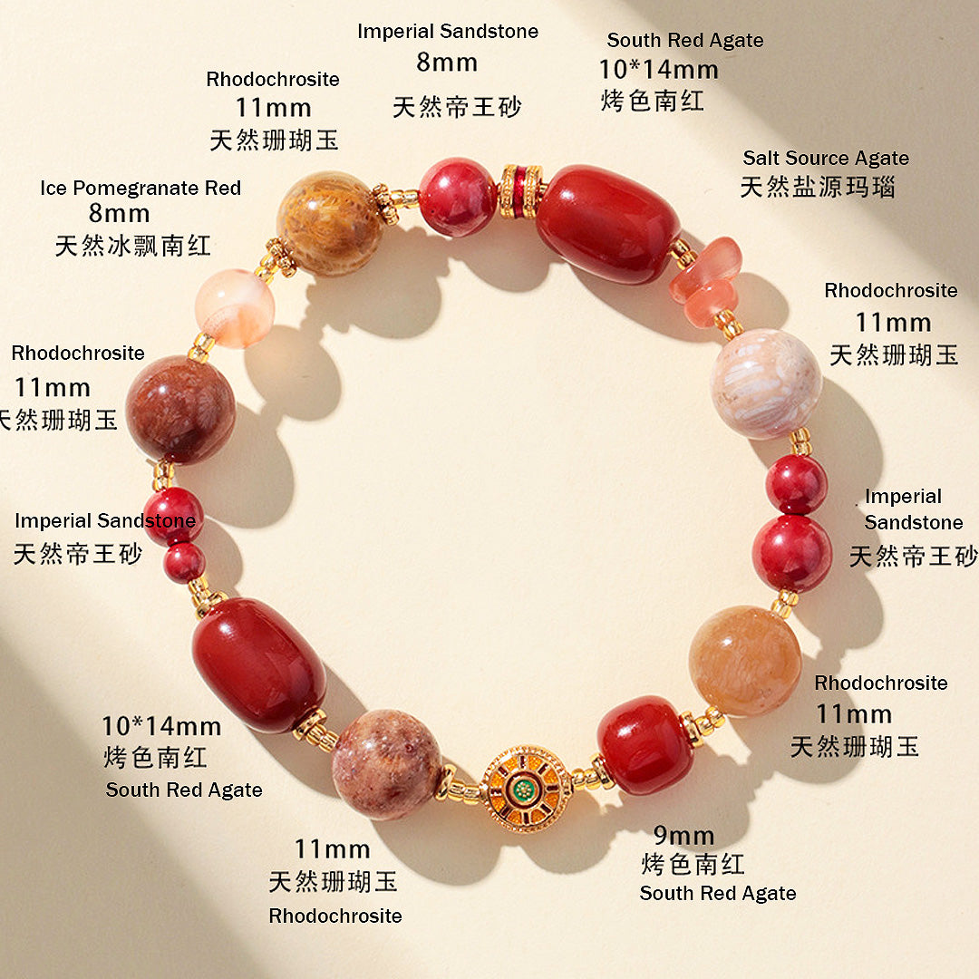 Rhodochrosite &amp; South Red Agate Imperial Natural Crystal Bracelet | C231 - Crystal Bracelet | Singapore Jewellery, Wedding Rings &amp; Gifts | Same Day Delivery | Tiara.com.sg