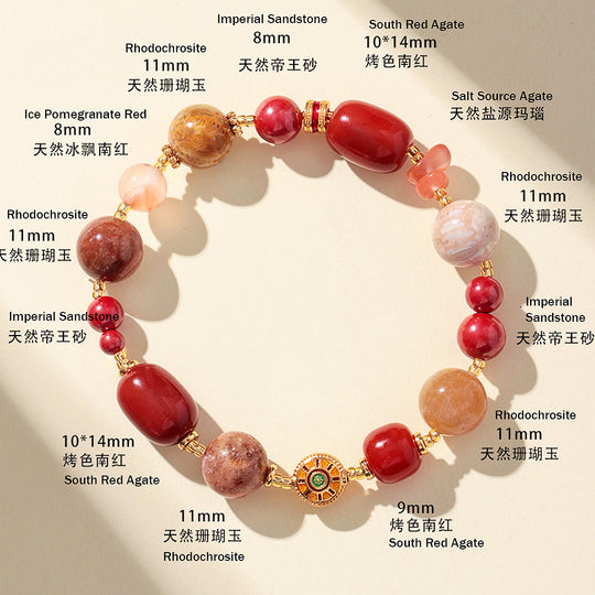 Rhodochrosite &amp; South Red Agate Imperial Natural Crystal Bracelet | C231 - Crystal Bracelet | Singapore Jewellery, Wedding Rings &amp; Gifts | Same Day Delivery | Tiara.com.sg