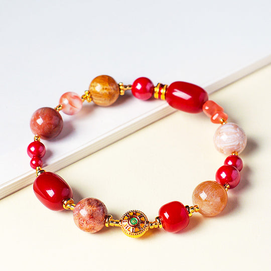 Rhodochrosite &amp; South Red Agate Imperial Natural Crystal Bracelet | C231 - Crystal Bracelet | Singapore Jewellery, Wedding Rings &amp; Gifts | Same Day Delivery | Tiara.com.sg
