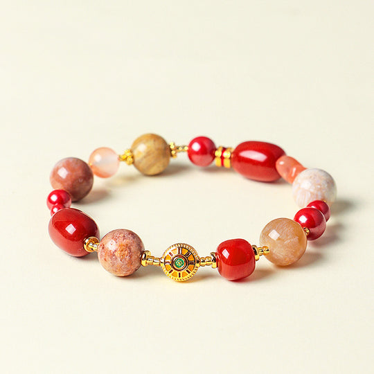 Rhodochrosite &amp; South Red Agate Imperial Natural Crystal Bracelet | C231 - Crystal Bracelet | Singapore Jewellery, Wedding Rings &amp; Gifts | Same Day Delivery | Tiara.com.sg