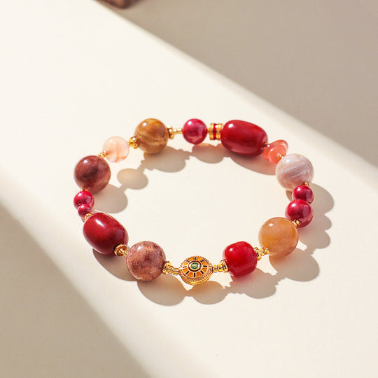 Rhodochrosite &amp; South Red Agate Imperial Natural Crystal Bracelet | C231 - Crystal Bracelet | Singapore Jewellery, Wedding Rings &amp; Gifts | Same Day Delivery | Tiara.com.sg