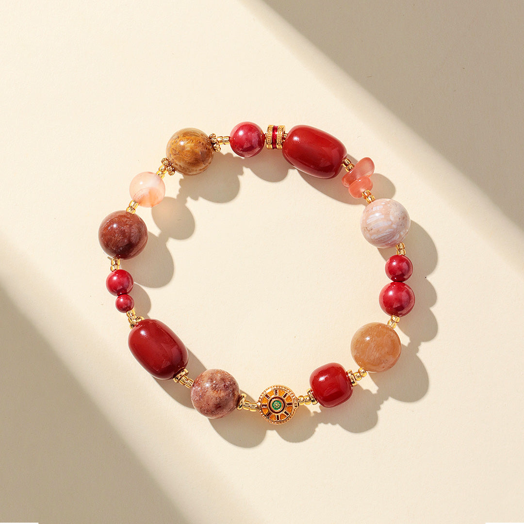 Rhodochrosite &amp; South Red Agate Imperial Natural Crystal Bracelet | C231 - Crystal Bracelet | Singapore Jewellery, Wedding Rings &amp; Gifts | Same Day Delivery | Tiara.com.sg