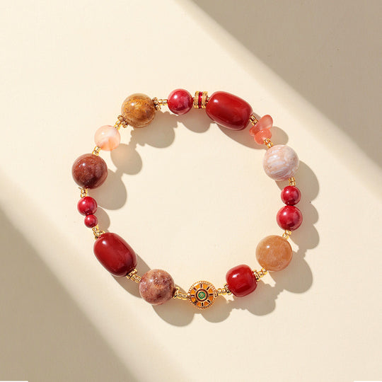 Rhodochrosite &amp; South Red Agate Imperial Natural Crystal Bracelet | C231 - Crystal Bracelet | Singapore Jewellery, Wedding Rings &amp; Gifts | Same Day Delivery | Tiara.com.sg