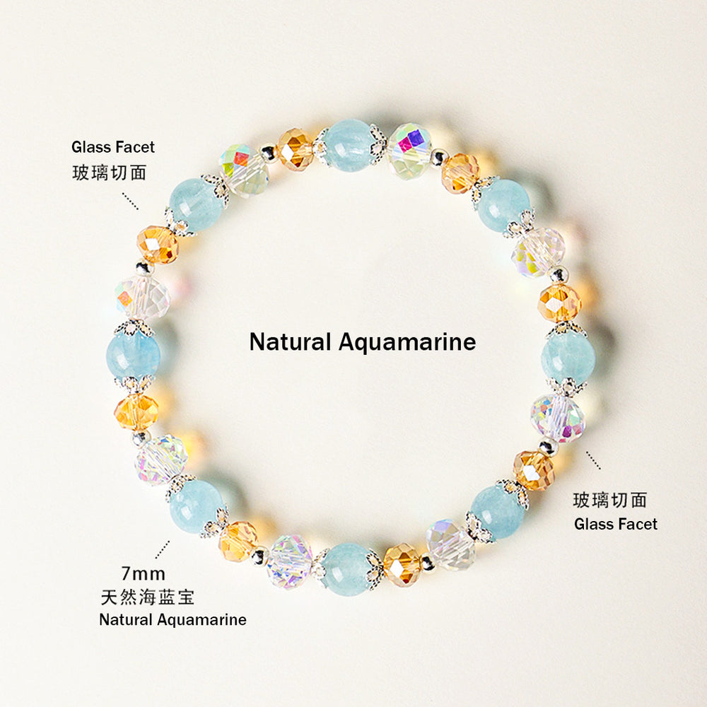 Aquamarine, Black Golden Super Seven & Gray Moonstone Natural Crystal Bracelet | C232 - Crystal Bracelet | Singapore Jewellery, Wedding Rings & Gifts | Same Day Delivery | Tiara.com.sg