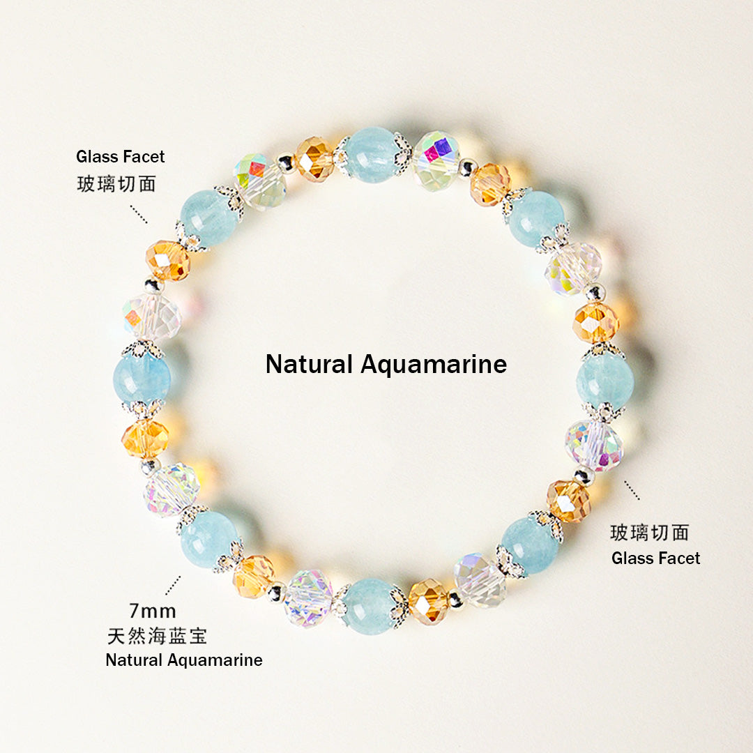 Aquamarine, Black Golden Super Seven &amp; Gray Moonstone Natural Crystal Bracelet | C232 - Crystal Bracelet | Singapore Jewellery, Wedding Rings &amp; Gifts | Same Day Delivery | Tiara.com.sg